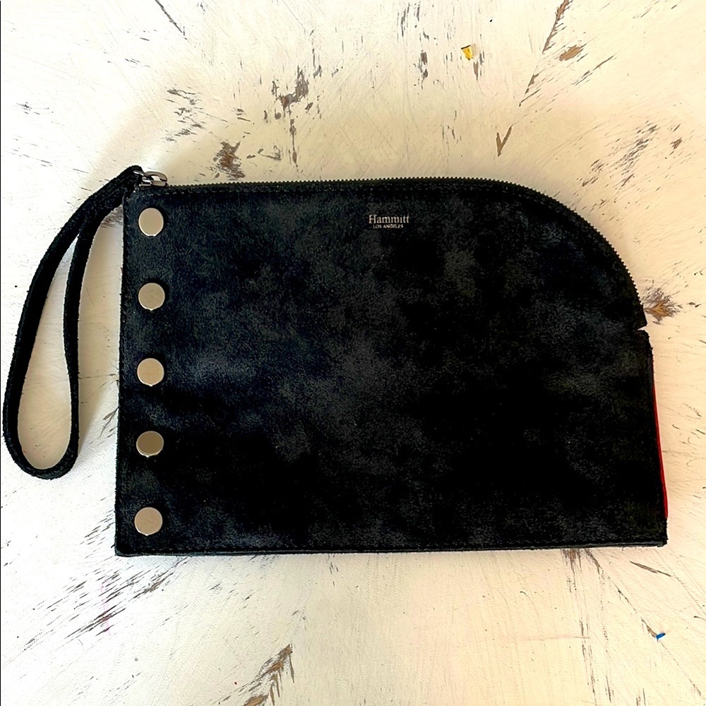 Hammitt “Richard” Large Black Suede Wristlet